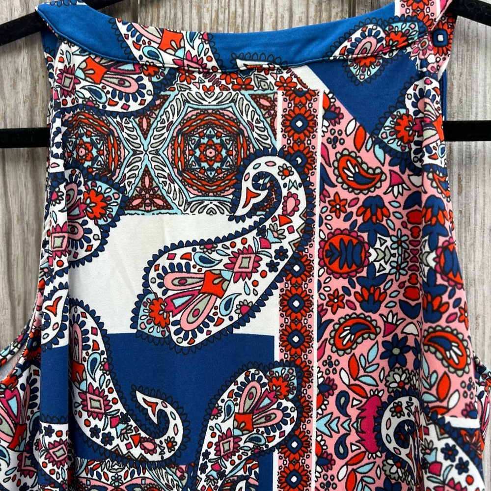 TACERA Red White Blue Sleeveless Shift Fun Print Dress Women’s Medium - Picture 7 of 7